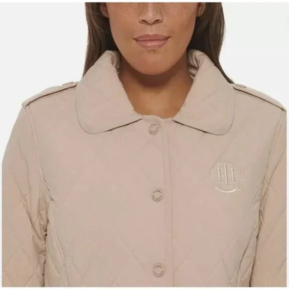 Tommy Hilfiger Women's Classic Quilted Jacket Fully Lined Collar Chino(Tan)-XS - Picture 5 of 5